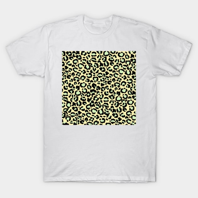 Leopard Pattern in Mint Green on Oatmeal T-Shirt by ButterflyInTheAttic